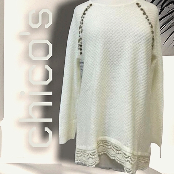 Chico's  Ivory sweater L sz 2 - Picture 10 of 13